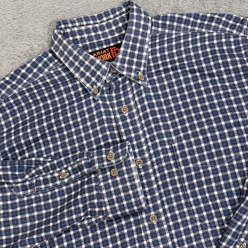 Ariat FR Work Shirt Men's L Gingham/Check Plaid Flame Resistant HRC2 Button Down